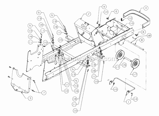 Frame And Drawbar Diagram and Parts List for 2164 13A-264G100 Cub Cadet Lawn Tractor